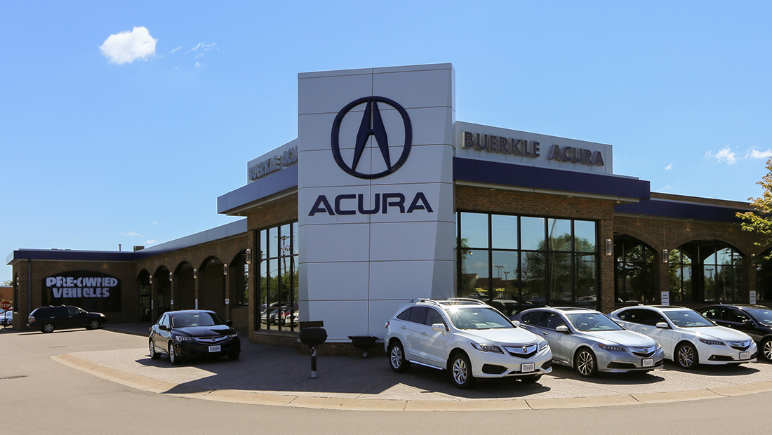 exterior image of cars and the building of Buerkle Acura
