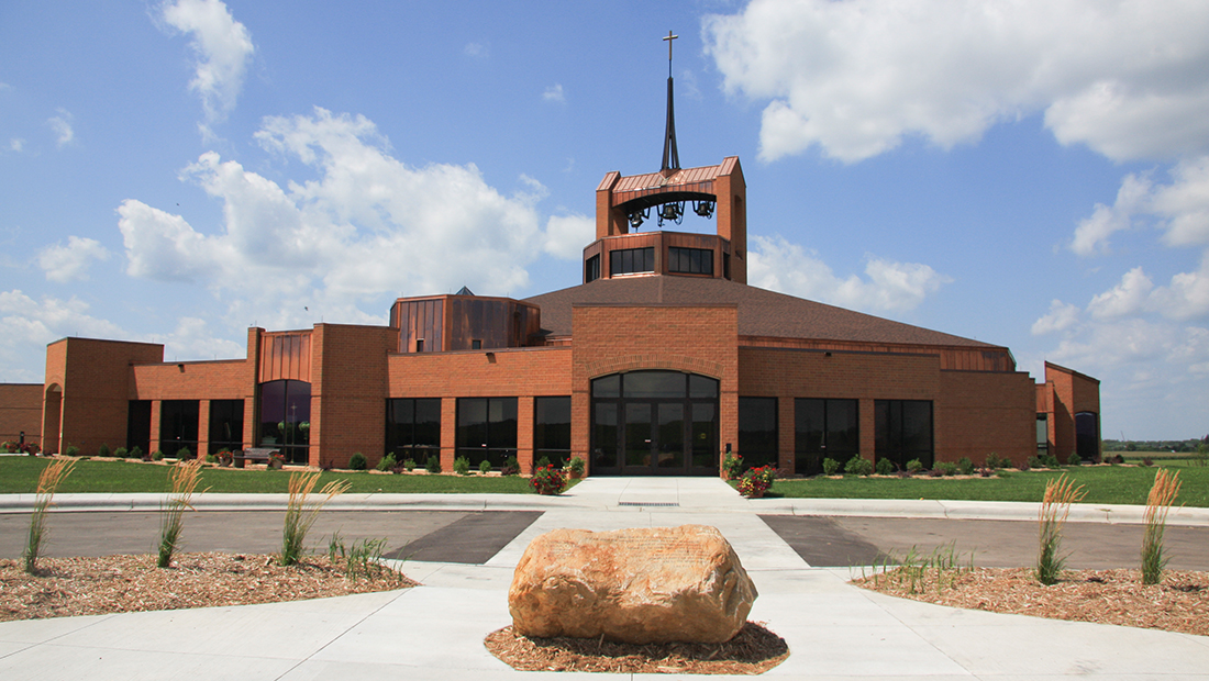 exterior photo of Divine Mercy Catholic Church using the design/build by Langer Construction