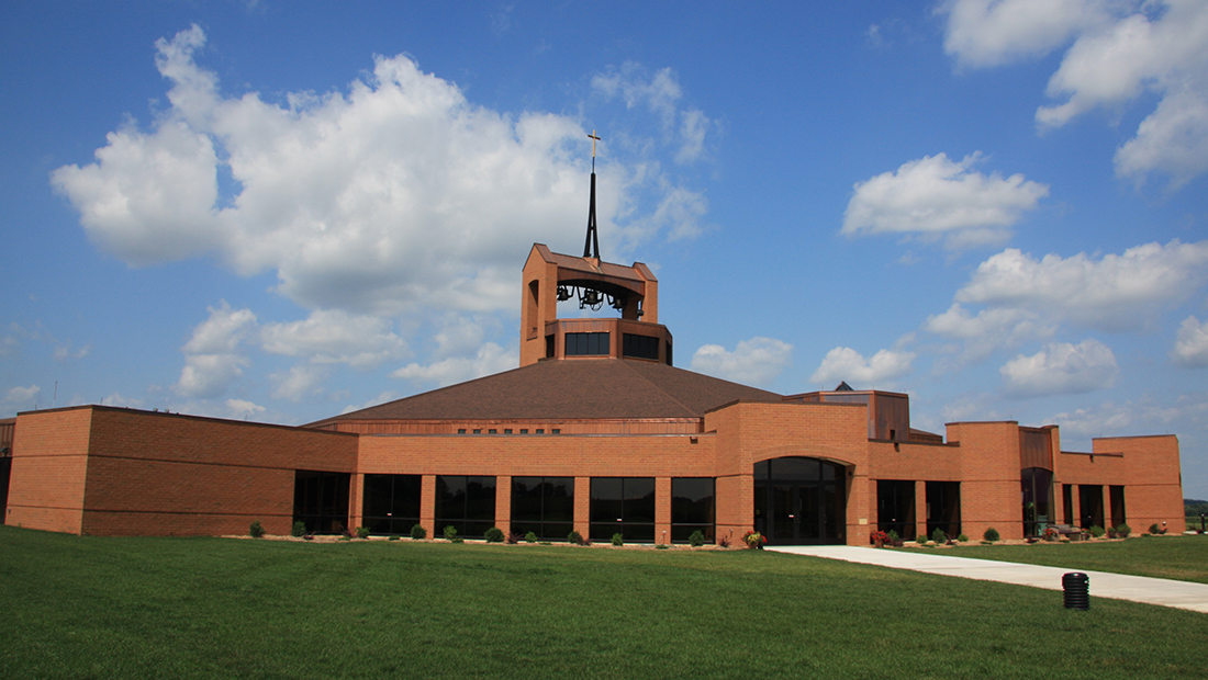 exterior photo of Divine Mercy Catholic Church using the design/build by Langer Construction
